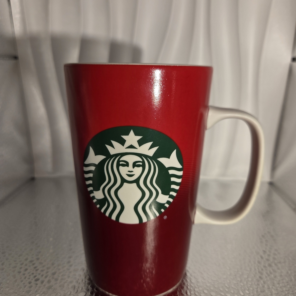 Starbucks Red 16 oz Ceramic Logo Mug 2015